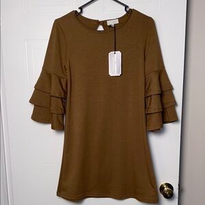 Simply Southern Brown Tiered Ruffle Sheath Dress Small
